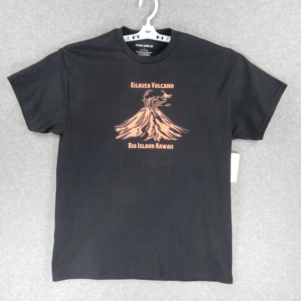 Hawaii Volcano Mens TShirt Large Black Kilauea Lava Big Island HI Kona Marlin